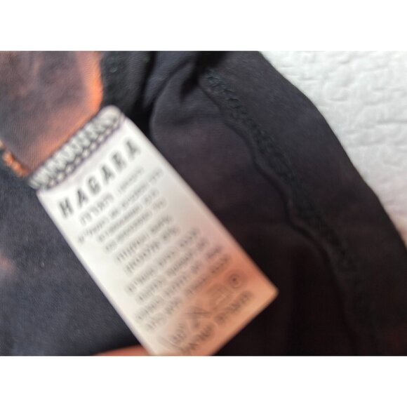 Hagara Israel Women's V-Neck Tie-Dye Tee Shirt Size 2 Short Sleeve Black/Orange - Picture 4 of 8